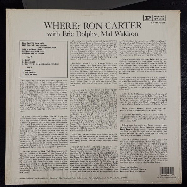 Ron Carter - Where? (Vinyl, LP, Album, Reissue, Remastered, Stereo) Very Good Plus (VG+) / Good Plus (G+)