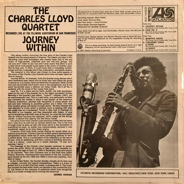 The Charles Lloyd Quartet - Journey Within (Vinyl, LP, Album, Reissue, Stereo) Very Good Plus (VG+) / Very Good Plus (VG+)