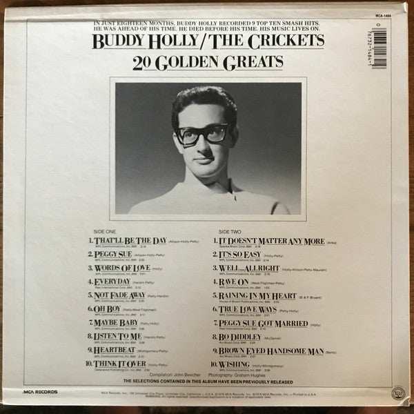 Buddy Holly - 20 Golden Greats (Vinyl, LP, Compilation, Reissue) Very Good (VG) / Very Good Plus (VG+)