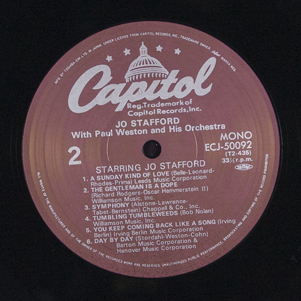 Jo Stafford - Starring Jo Stafford (Vinyl, LP, Album, Reissue, Mono) Very Good Plus (VG+) / Very Good (VG)