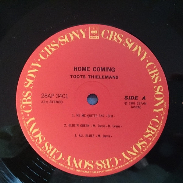 Toots Thielemans - Home Coming (Vinyl, LP, Album) Very Good Plus (VG+) / Good Plus (G+)