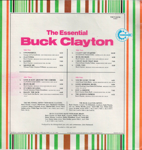 Buck Clayton - The Essential Buck Clayton (2xVinyl, LP, Compilation, Stereo) Very Good (VG) / Very Good Plus (VG+)
