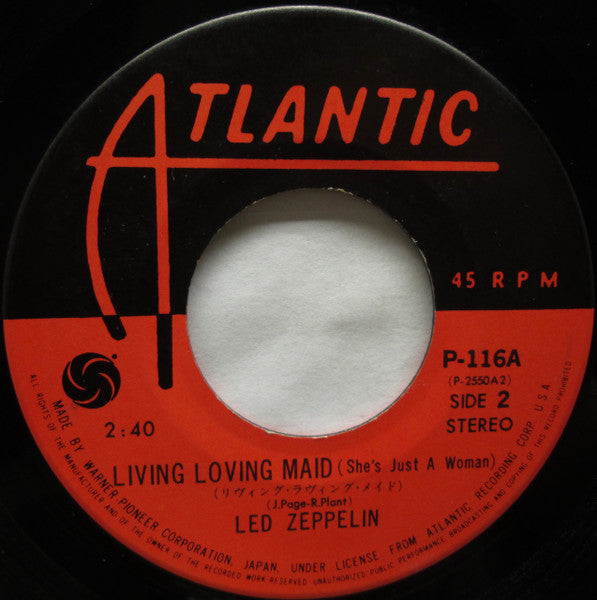 Led Zeppelin - Whole Lotta Love / Living Loving Maid (She's Just A Woman) (Vinyl, 7", 45 RPM, Single, Reissue, Stereo) Very Good (VG) / Very Good Plus (VG+)