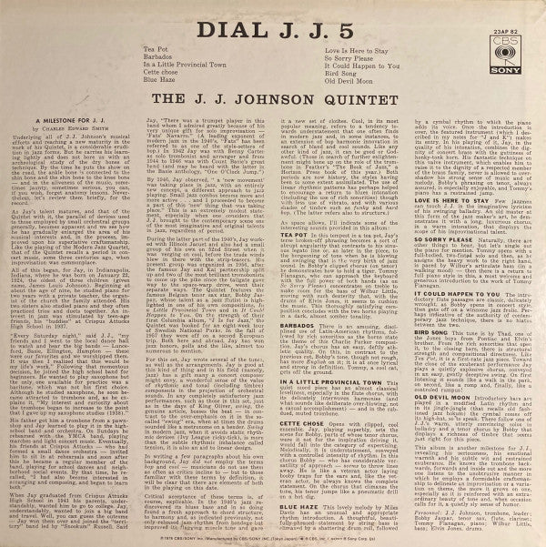 The J.J. Johnson Quintet - Dial J.J. 5 (Vinyl, LP, Album, Reissue)