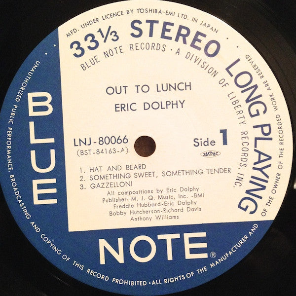 Eric Dolphy - Out To Lunch! (Vinyl, LP, Album, Reissue, Stereo) Very Good (VG) / Very Good (VG)