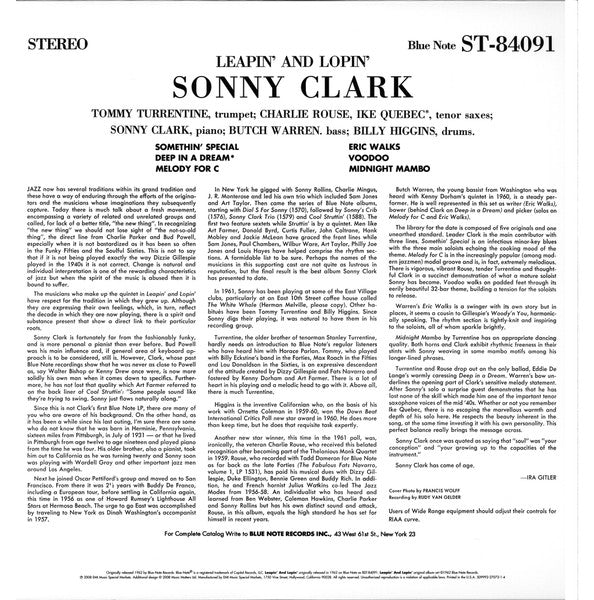 Sonny Clark - Leapin' And Lopin' (2xVinyl, LP, 45 RPM, Album, Limited Edition, Numbered, Reissue, Remastered) Very Good Plus (VG+) / Very Good Plus (VG+)