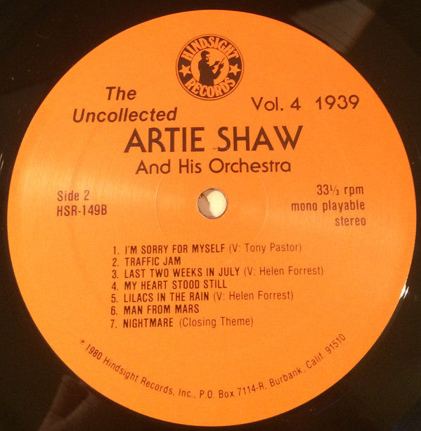 Artie Shaw And His Orchestra - The Uncollected Artie Shaw, Vol. 4, 1939 (Vinyl, LP, Album, Mono) Very Good Plus (VG+) / Very Good Plus (VG+)