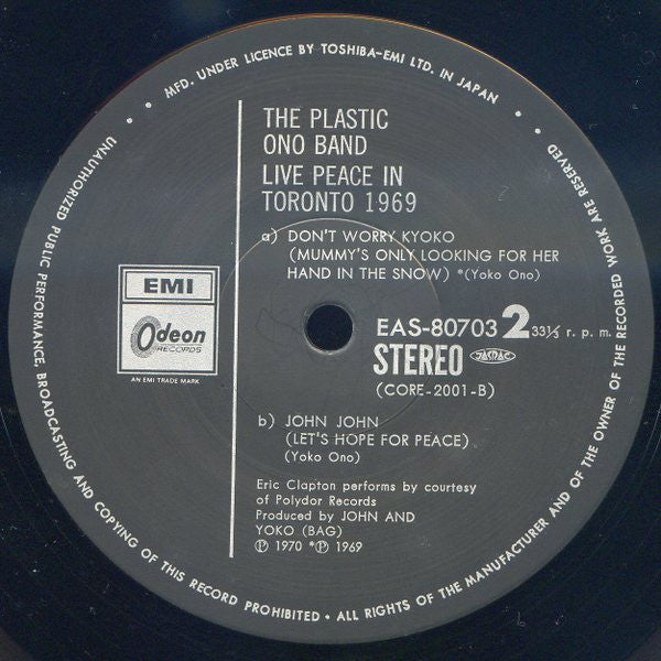 The Plastic Ono Band - Live Peace In Toronto 1969 (Vinyl, LP, Reiss...