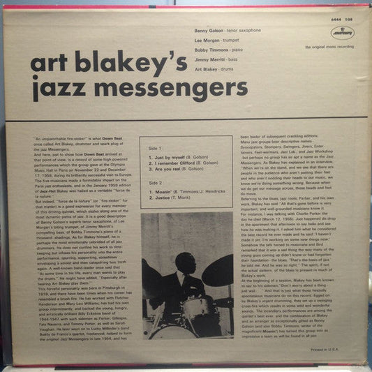 Art Blakey & The Jazz Messengers - Olympia Concert (Vinyl, LP, Album, Reissue, Mono) Very Good (VG) / Very Good Plus (VG+)