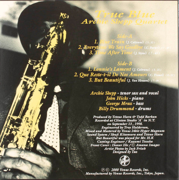 Archie Shepp Quartet - True Blue (Vinyl, LP, Album, Limited Edition) Very Good Plus (VG+) / Near Mint (NM or M-)