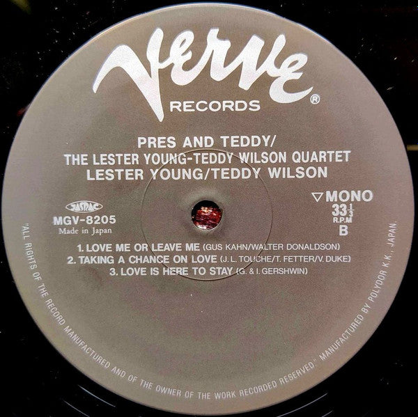 The Lester Young-Teddy Wilson Quartet - Pres And Teddy (Vinyl, LP, Album, Reissue, Mono) Near Mint (NM or M-) / Very Good Plus (VG+)