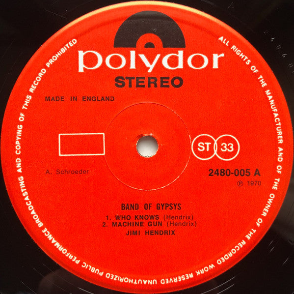 Jimi Hendrix - Band Of Gypsys (Vinyl, LP, Album, Stereo, Reissue) Very Good Plus (VG+) / Very Good (VG)