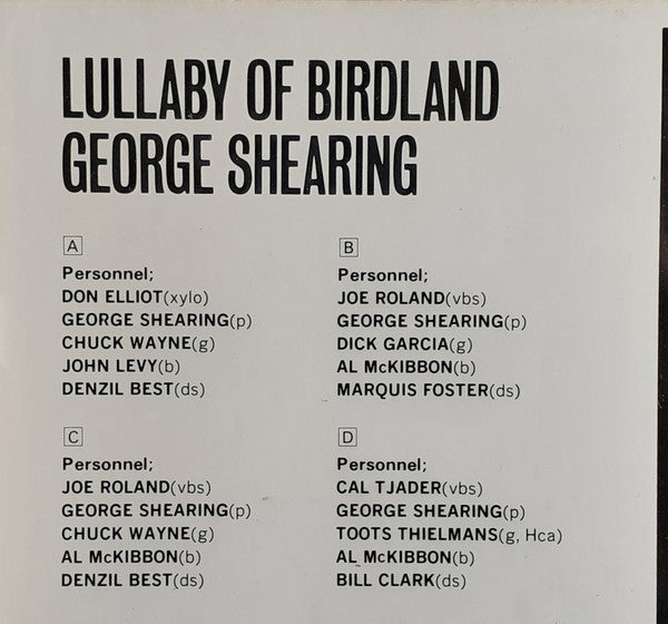 George Shearing - Lullaby Of Birdland (Vinyl, LP, Compilation, Reis...