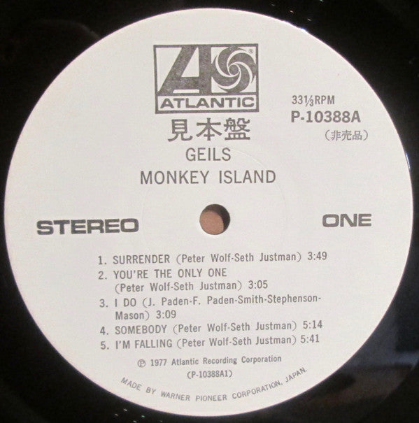 The J. Geils Band - Monkey Island (Vinyl, LP, Promo) Very Good Plus (VG+) / Good (G)