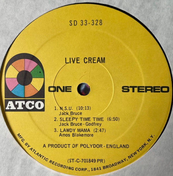 Cream (2) - Live Cream (Vinyl, LP, Album, Club Edition, Stereo) Very Good Plus (VG+) / Very Good (VG)