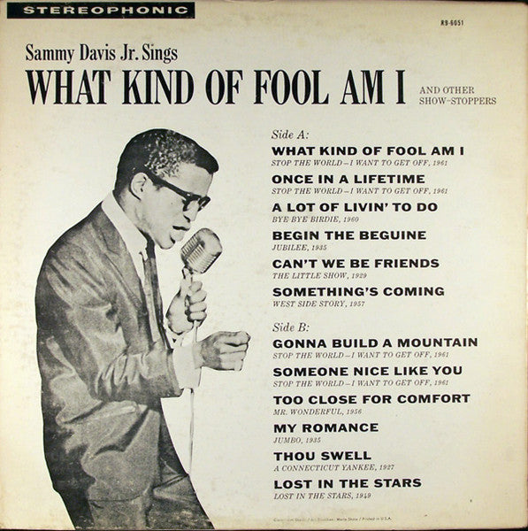 Sammy Davis Jr. - Sammy Davis Jr. Sings What Kind Of Fool Am I And Other Show-Stoppers (Vinyl, LP, Album) Good Plus (G+) / Good (G)
