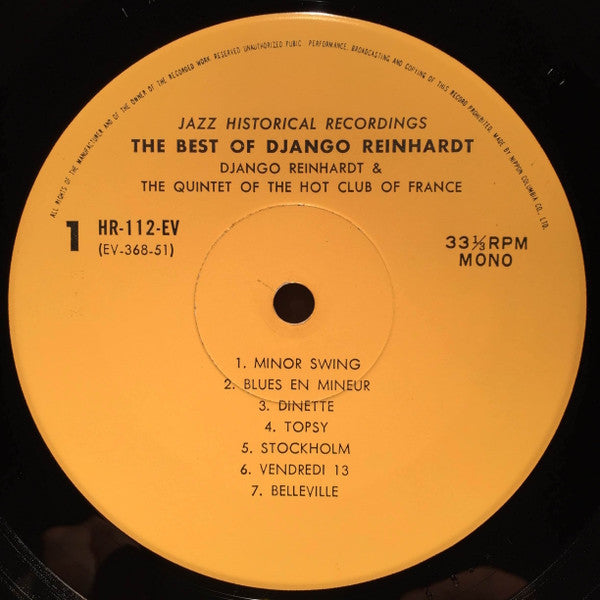 Django Reinhardt - The Best Of Django Reinhardt (Vinyl, LP, Compilation, Mono) Good Plus (G+) / Very Good (VG)