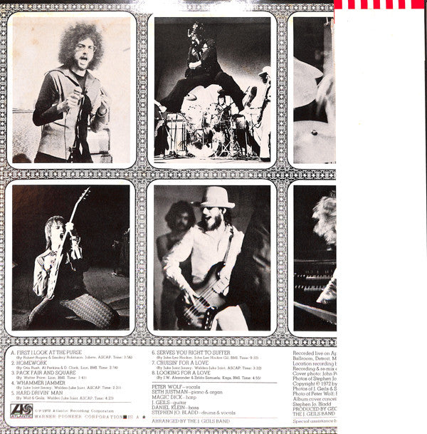 The J. Geils Band - "Live" Full House (Vinyl, LP) Very Good Plus (VG+) / Very Good Plus (VG+)