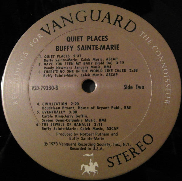 Buffy Sainte-Marie - Quiet Places (Vinyl, LP, Album) Very Good Plus (VG+) / Very Good (VG)