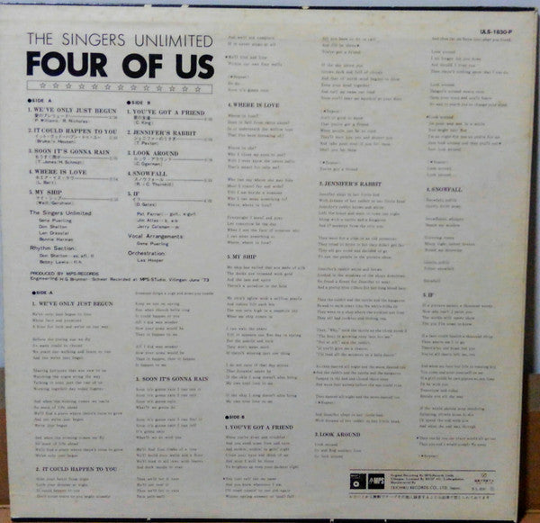 The Singers Unlimited - Four Of Us (Vinyl, LP, Album) Near Mint (NM or M-) / Very Good (VG)
