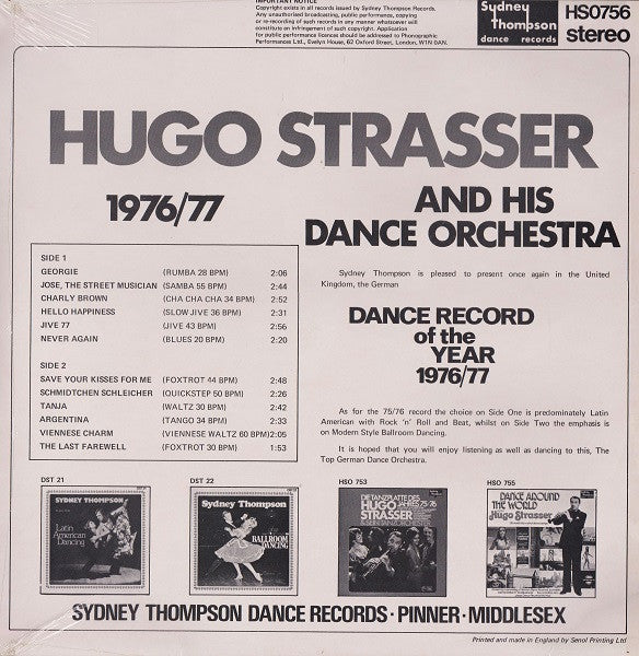 Hugo Strasser Und Sein Tanzorchester - Die Tanzplatte Des Jahres 76/77 (Vinyl, LP, Stereo) Very Good Plus (VG+) / Very Good (VG)