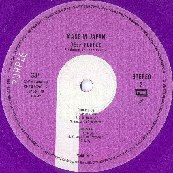 Deep Purple - Made In Japan (2xVinyl, LP, Album, Limited Edition, Numbered, Reissue, Remastered) Very Good Plus (VG+) / Very Good Plus (VG+)