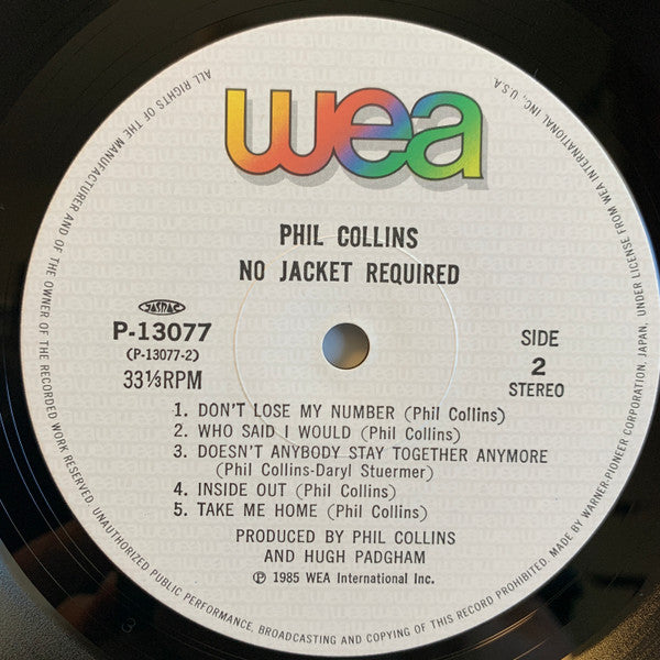 Phil Collins - No Jacket Required (Vinyl, LP, Album) Very Good Plus (VG+) / Good Plus (G+)