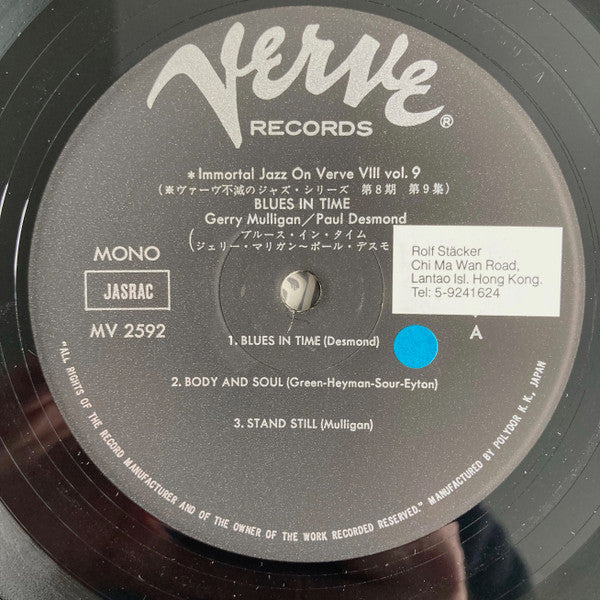 Gerry Mulligan - Blues In Time (Vinyl, LP, Album, Reissue, Mono)