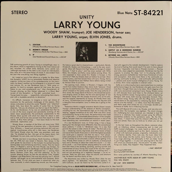 Larry Young - Unity (2xVinyl, 12", 45 RPM, Album, Stereo, Reissue, Limited Edition) Very Good (VG) / Very Good Plus (VG+)