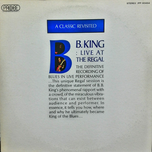 BB King - Live At The Regal (Vinyl, LP, Album, Stereo) Very Good Plus (VG+) / Very Good Plus (VG+)