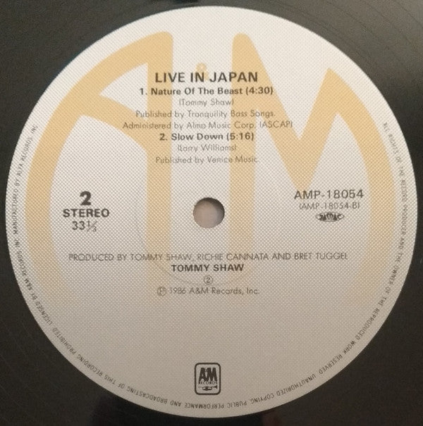 Tommy Shaw - Live In Japan (Vinyl, LP, Mini-Album, Stereo) Very Good Plus (VG+) / Very Good (VG)