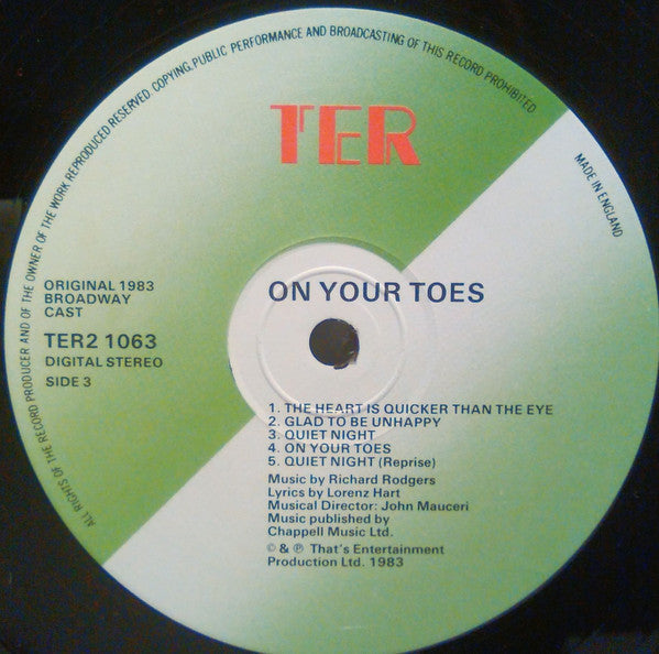 Rodgers & Hart - On Your Toes - Original 1983 Broadway Cast (2xVinyl, LP, Album, Stereo) Near Mint (NM or M-) / Very Good Plus (VG+)