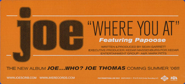 Joe - Where You At (Vinyl, 12", Promo) Very Good Plus (VG+) / Very Good Plus (VG+)