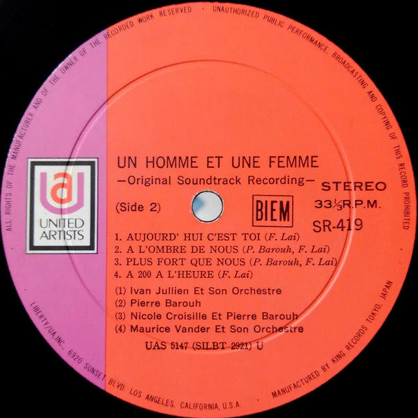 Francis Lai - 男と女 = A Man And A Woman (Un Homme Et Une Femme) (LP, Album, Reissue) - Very Good Plus (VG+) / Very Good Plus (VG+)