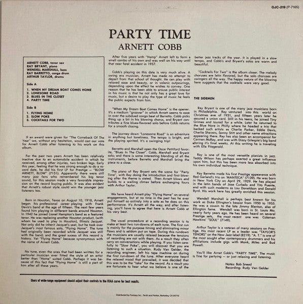 Arnett Cobb - Party Time (Vinyl, LP, Album, Stereo, Reissue)