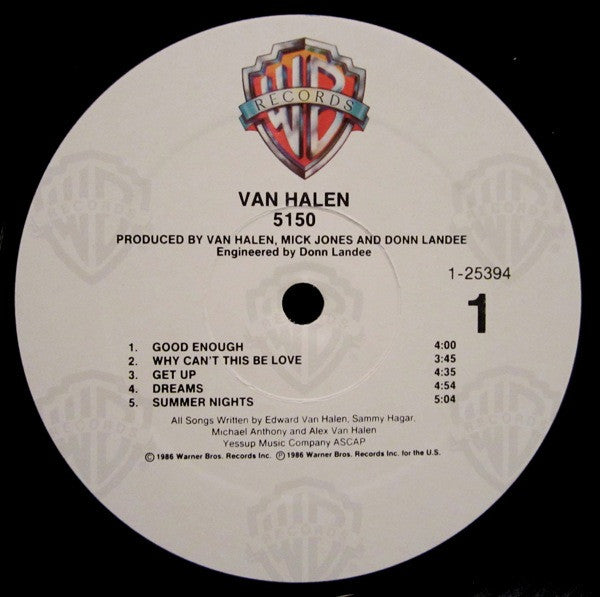 Van Halen - 5150 (Vinyl, LP, Album) Good Plus (G+) / Good Plus (G+)