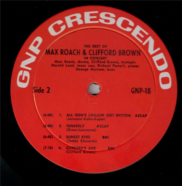 Clifford Brown And Max Roach - The Best Of Max Roach And Clifford Brown In Concert (Vinyl, LP, Reissue, Mono) Good Plus (G+) / Very Good (VG)