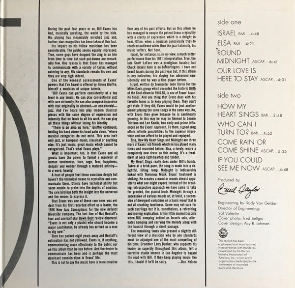 The Bill Evans Trio - Trio '65 (Vinyl, LP, Album, Reissue, Stereo) Very Good Plus (VG+) / Very Good (VG)