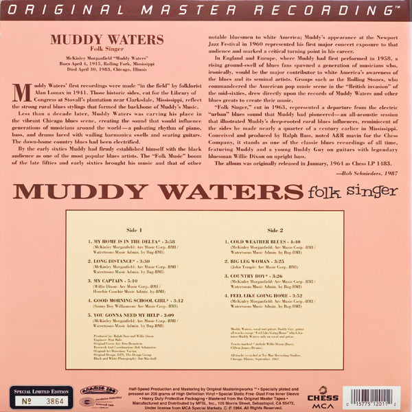 Muddy Waters - Folk Singer (Vinyl, LP, Album, Limited Edition, Numbered, Reissue, Stereo) Very Good Plus (VG+) / Near Mint (NM or M-)