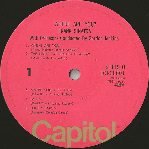 Frank Sinatra - Where Are You? (Vinyl, LP, Album, Reissue, Stereo) Very Good (VG) / Very Good (VG)
