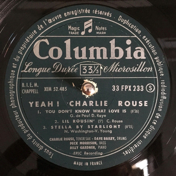 Charlie Rouse - Yeah! (Vinyl, LP, Album, Mono) Very Good Plus (VG+) / Very Good Plus (VG+)