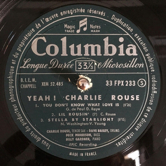 Charlie Rouse - Yeah! (Vinyl, LP, Album, Mono) Very Good Plus (VG+) / Very Good Plus (VG+)