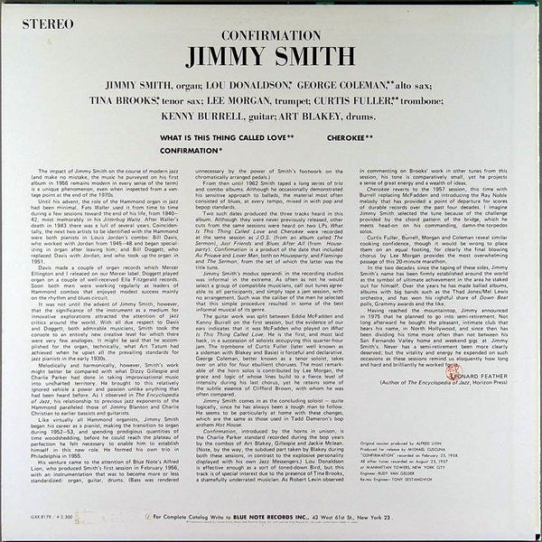 Jimmy Smith - Confirmation (Vinyl, LP, Album, Reissue) Very Good Plus (VG+) / Very Good Plus (VG+)
