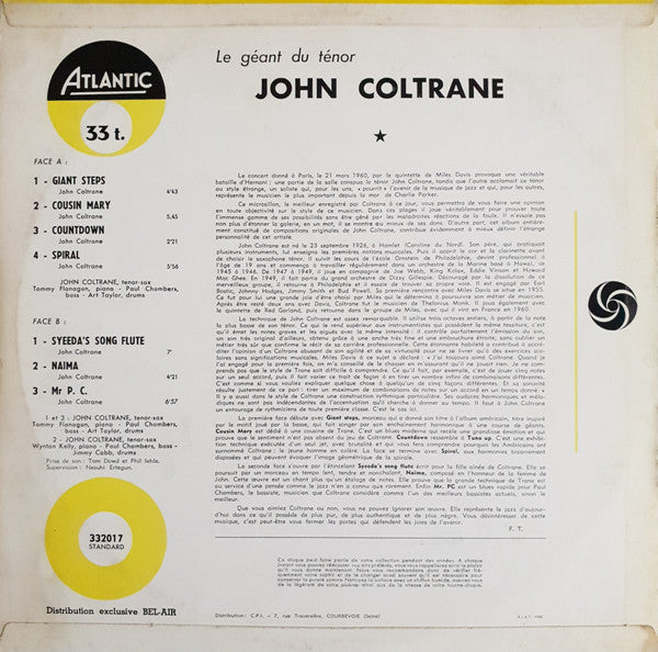 John Coltrane - Le Géant Du Ténor (Vinyl, LP, Album, Repress, Mono) Very Good (VG) / Very Good (VG)