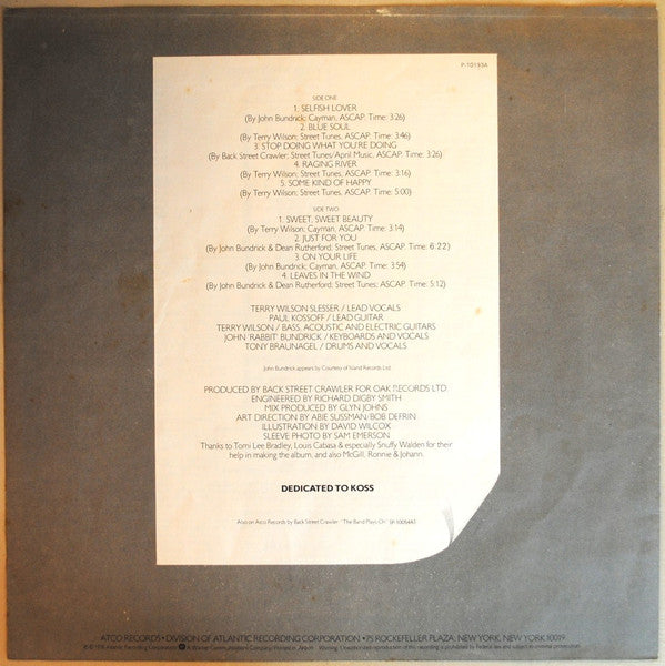 Back Street Crawler - 2nd Street (Vinyl, LP, Album) Near Mint (NM or M-) / Very Good Plus (VG+)