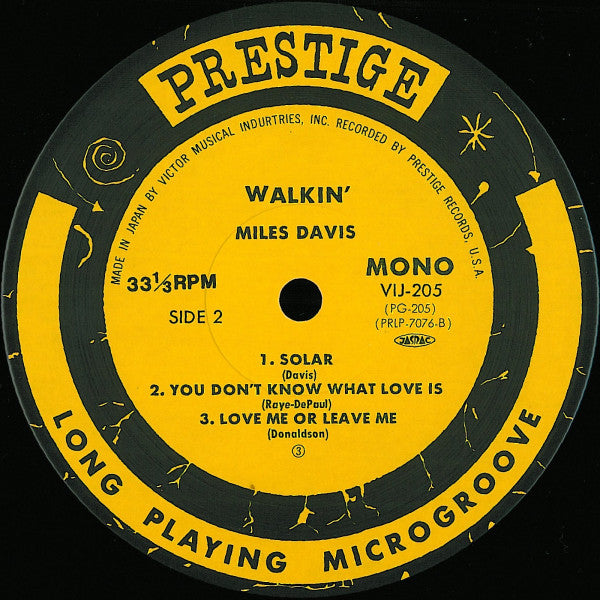 Miles Davis All Stars - Walkin' (Vinyl, LP, Album, Mono, Reissue) Very Good Plus (VG+) / Very Good Plus (VG+)