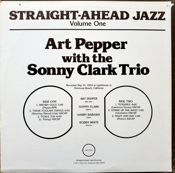 Art Pepper - Straight-Ahead Jazz Volume One (Vinyl, LP, Album) Very Good Plus (VG+) / Very Good Plus (VG+)