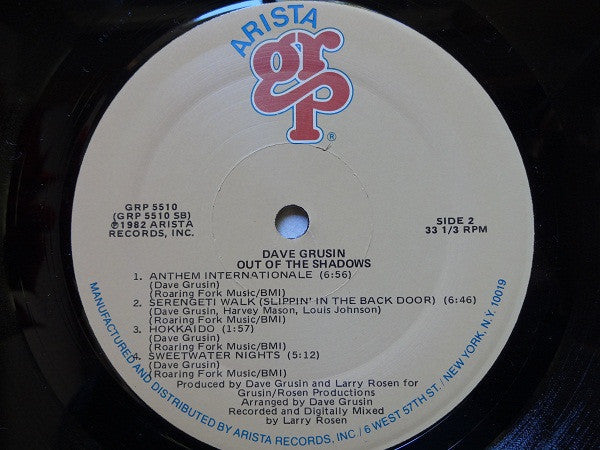Dave Grusin - Out Of The Shadows (Vinyl, LP, Album) Very Good Plus (VG+) / Very Good Plus (VG+)