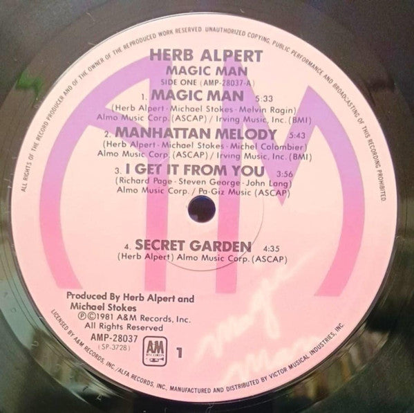 Herb Alpert - Magic Man (Vinyl, LP, Album) Very Good (VG) / Very Good (VG)