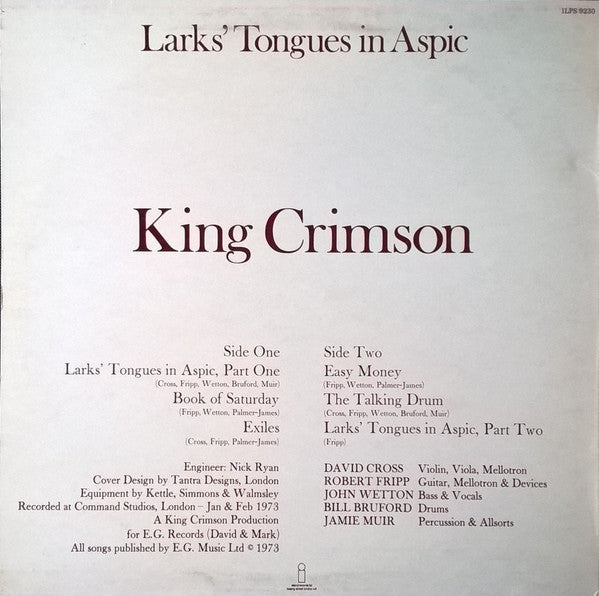 King Crimson - Larks' Tongues In Aspic (Vinyl, LP, Album) Very Good Plus (VG+) / Very Good Plus (VG+)